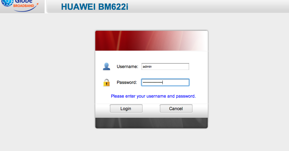 huawei modem username and password